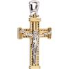 Fichera Preziosi Ciondolo Croce Oro Giallo 18 kt con Gesù in Oro Bianco 18 kt Finiture Laser N...