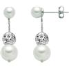 Miluna Orecchini Pendenti Donna Miluna Oro 18 kt Perle e Sfere Diamantate PER2369 NU...