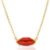 Collana Lolita Ciondolo Bocca pasta corallo rosso Argento925 Dorato fatta a mano