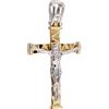 Fichera Preziosi Ciondolo Croce Oro Giallo 18 kt con Gesù in Oro Bianco 18 kt Finiture Laser N...