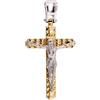Fichera Preziosi Ciondolo Croce Oro Giallo 18 kt con Gesù in Oro Bianco 18 kt Finiture Laser N...