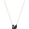 Swarovski 5204134 Pendente Swarovski Iconic Swan Cigno Nero Placcato Oro Rosa