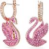 Swarovski 5647544 Orecchini pendenti Iconic Swan Cigno Rosa Placcato Oro Rosa
