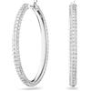 Swarovski 5389432 Orecchini a cerchio Stone Pavé Grandi Bianchi Placcato Rodio