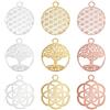 BENECREAT 36Pcs Filigree ottone Fiore ciondolo albero della vita Charm misto col