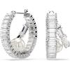 Swarovski 5720868 Orecchini a cerchio Ariana Grande taglio Baguette, Bianchi