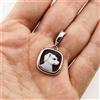 Ciondolo cammeo cane o gatto inciso argento 925 rodiato gioiello artiginale