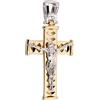 Fichera Preziosi Ciondolo Croce Oro Giallo 18 kt con Gesù in Oro Bianco 18 kt Finiture Laser N...