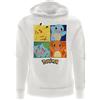 Pokémon Felpa Pokemon con personaggi originale ufficiale bianca cappuccio tasche