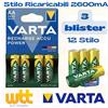 VARTA 12 batterie AA Stilo ricaricabili VARTA 2600 mAh