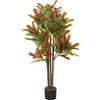HOMCOM Pianta Finta di Croton in PEVA e Legno 55x55x120 Multicolore