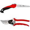 FELCO 2 Forbici da Potatura Professionali Bypass 25 mm per Mano Destra con Sega Pieghevole FELCO 600 per Potatura e Taglio Preciso