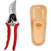 FELCO 2 Forbici da Potatura Professionali Bypass 25 mm per Mano Destra con Fodero in Pelle FELCO 910 per Protezione e Accesso Rapido
