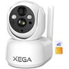 Xega 4G LTE Telecamera Interno con Sim/ 7800mAh Batteria senza Fili 360° PTZ
