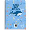 Dohe - Quaderno Formato Folio - Copertina rigida - 4 mm - WWF - Save our Oceans