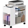 HOMCOM Mobile per Stampante con Ruote, Ripiani e Scomparti, 70x36x60 cm, Bianco