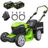 Greenworks 48V (24V x 2) Tagliaerba Semovente a Batteria per Prati Fino a 480m², Ampiezza di taglio 46cm, CON Due Batterie 4Ah e Caricabatterie Doppio GD24X2LM46SPK4X