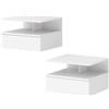HOMCOM Set di 2 Comodini Sospesi con Cassetto e Mensola Aperta Bianco