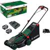 Bosch Rasaerba a batteria ROTAK18V2-38 (larghezza di taglio: 38 cm, altezza di taglio: 30-75 mm, sacco raccoglierba in tessuto da 40 l, tappo per pacciame, inclusi 2 batterie da 18 V e caricabatteria)