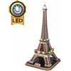 CubicFun Puzzle 3D Torre Eiffel con Brillanti Luci a LED, Romantico Paris Archit