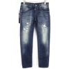 TAKESHY KUROSAWA Jeans Uomo W32 Macchiati Usurati Con Bottoni Blu Denim Dritti