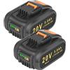 REACELL 2X 5.0Ah Batteria di Ricambio per Worx 20V Batteria Lithium WA3553 Batteria