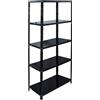 Relaxdays Scaffale in Acciaio, 5 Ripiani, Portapesi, 150x75x30 cm, 200 kg, Nero