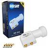 HDSAT - Testina LNB Twin per parabola con 2 uscite 0,1 dB + 4 connettori