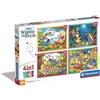 Clementoni - 21514 - Supercolor Puzzle - Disney Winnie The Pooh - 4 Puzzle da 12