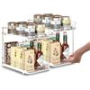 Avilia Set 2 Organizer Cucina e Bagno con Cassetti Estraibili - Scaffale Salvaspazio Impilabile a 2 Livelli - Organizer Sottolavello per Detersivi, Spezie e Cosmetici - Facile Montaggio - Bianco