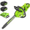 Greenworks 48V (24V x 2) 35cm Motosega a Batteria con Motore Brushless con due 4