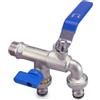 smardy Doppio Rubinetto in Ottone 1/2x3/4x3/4 Doppio Valvola a Sfera con 2