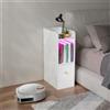 Ztexkee Comodino Stretto con Presa e striscia luminosa a LED piccolo Comodini Stretto