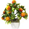 Bonsai di Albero da Frutto Artificiale Alto 22 cm Pianta Verde in Vaso per Arred