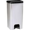 KITCHEN MOVE BAT-3113 Pattumiera da cucina a pedale 40L LINCOLN in plastica effetto metallo inox spazzolato lucido, 33 x 30 x 59 cm