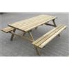 I GIARDINI DEL RE SET TAVOLO + PANCHINE PICNIC PIC NIC PARCO LEGNO IMPREGNATO 180X160X71H CM