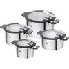ZWILLING Simplify batteria di pentole 4 pezzi, con funzione di versamento, manici Stay-Cool, adatta all'induzione, acciaio inox, argento