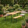 VivaGarden Set Birreria Pieghevole Tavolo+2 Panche Acciaio/Legno 220x80x76 cm VivaGarden
