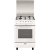 Glem Gas Cucina a Gas 4 Fuochi Forno a Gas 53x50 cm Bianco con coperchio Glem Gas AE55AX3