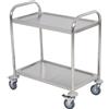 HOMCOM Carrello da Cucina con Ruote 2 Ripiani in Acciaio Inox 80x45x82cm