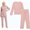 JADEA Pigiama donna in cotone estivo completo casa manica lunga, pantalone lungo Jadea