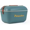Polarbox Borsa frigo classica con cinturino in pelle, rigida, isolamento termico, per spiaggia, picnic, feste, coperchio convertibile, in polipropilene, colore blu e marino, 12 l, 40 cm x 25,8 cm,