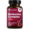 WESALYS Berberina 1000mg pura alto dosaggio, Berberina Hcl potenziata con Silimarina, Pi