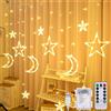 Nadia.Nie YeahBoom 3.5M Luci Stella Luna,8 Modalità Luci di Tenda per Finestra,138 (J7V)