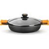 ISOGONA BRA - EFFICIEN, Casseruola bassa con coperchio in vetro e manici in silicone, 40