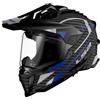 LS2 Casco Explorer C Adventure MX701 nero/blu | visiera trasparente | chiusura doppia D | carbonio | adatto per motorini / ciclomotori / moto