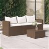 vidaXL Divano da Giardino a 3 Posti con Cuscini in Polyrattan Marrone