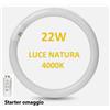 LAMPADA LAMPADINA NEON FLUORESCENTE CIRCOLARE 22W LUCE NATURA 4000K STARTER OMAG