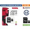 Kingston SCHEDA DI MEMORIA KINGSTON MEMORY CARD MICRO SD 128GB - UHS-I CLASSE 10 80MB/s