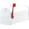 CASSETTE POSTALI ALUBOX ALUBOX Cassetta Posta Americana 22X17X48 Cm Cassetta Postale In Lamiera Zincata Cassetta Postale Da Esterno Formato Rivista Con Bandierina (BIANCO)